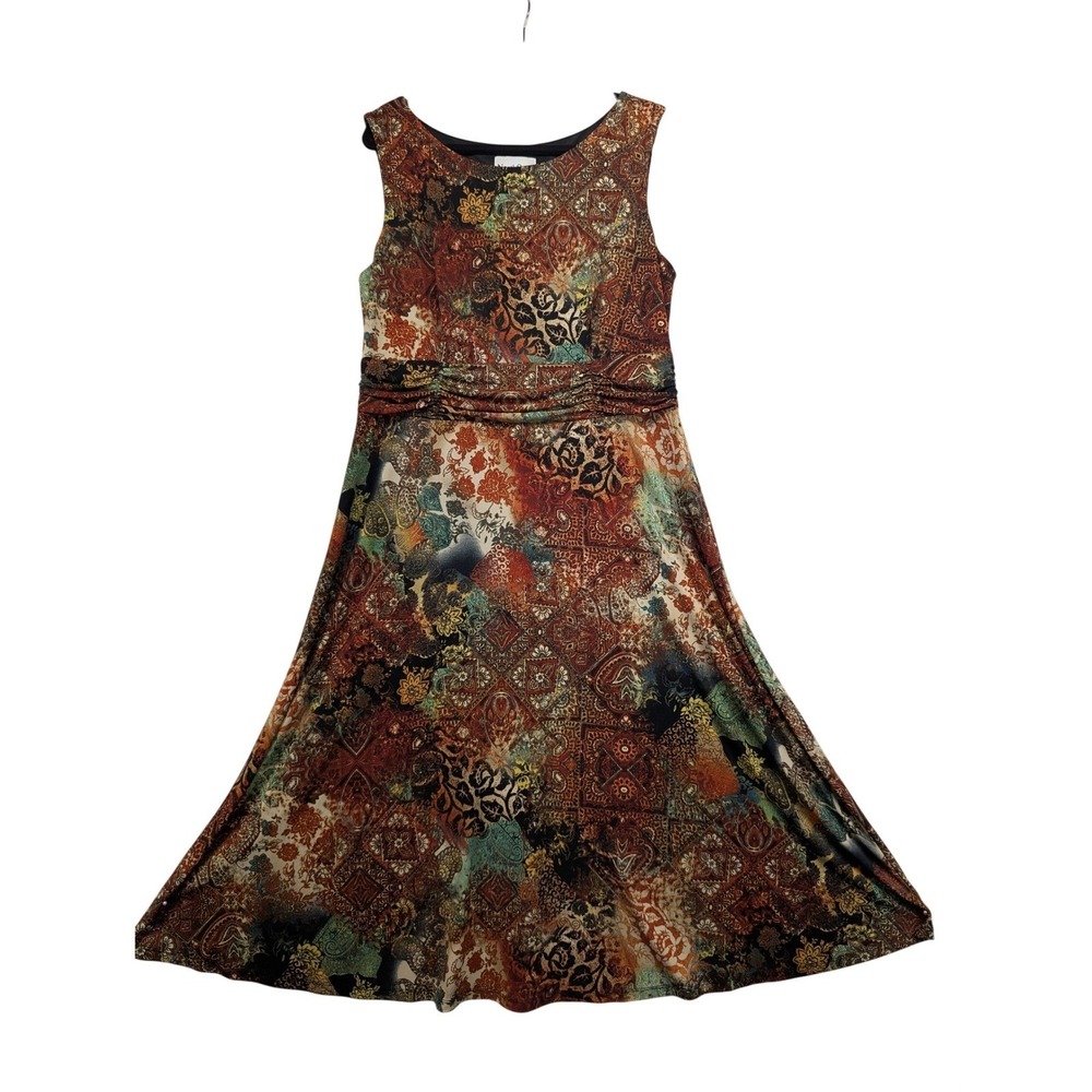 NorthStyle Paisley Ruched Waist Midi Dress Size 16 Multicolored Sleeveless